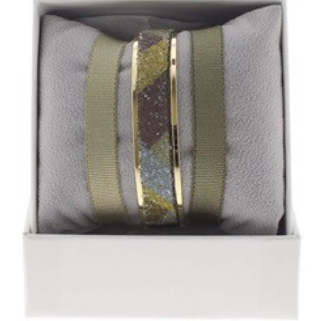 Coffret Les Interchangeables A48616 - Jonc Ruban 9 mm Geometrique Ornements Or Jaune / Marron Les Interchangeables