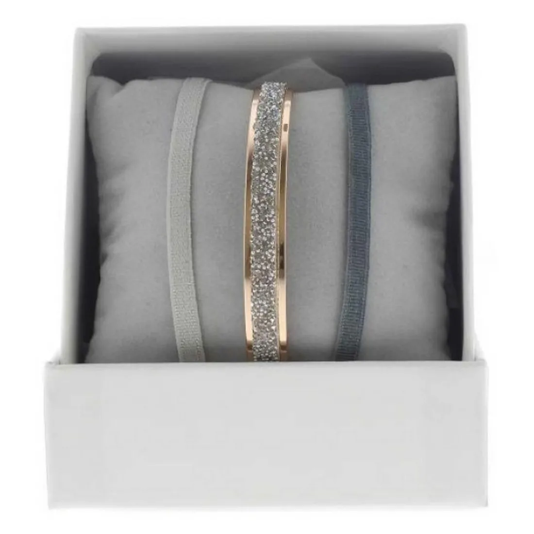 Coffret Les Interchangeables A49407 - Jonc Ruban 4 mm Fabric Ornements Or Rose / Cristal Les Interchangeables