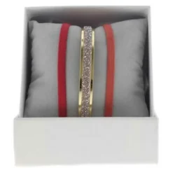 Coffret Les Interchangeables A49417 - Jonc Ruban 4 mm Fabric Ornements Or Jaune / Cristal Les Interchangeables
