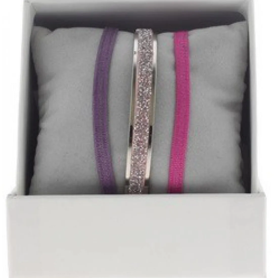 Coffret Les Interchangeables A49396 - Jonc Ruban 4 mm Fabric Ornements Palladium / Cristal Les Interchangeables