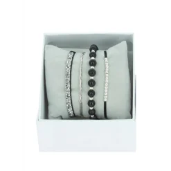 Coffret Les Interchangeables A54397- Strass Box Jonc Fil Noir Palladium Les Interchangeables