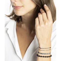 Coffret Les Interchangeables A54397- Strass Box Jonc Fil Noir Palladium Les Interchangeables