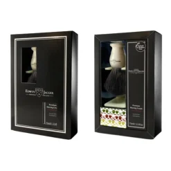 Coffret Rasage - Blaireau Anglais Imitation Ivoire - Crème à Raser au Bois de Santal