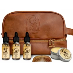 Coffret Soin de la Barbe Hydratant et Nourrissant - Trousse + Huiles + Cire + Peigne