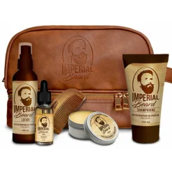Coffret Soin volumisant de la Barbe - Trousse + Shampooing + Lotion + Huile + Cire + Peigne