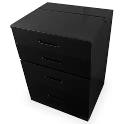Coiffeuse compacte avec miroir LED, tiroir et pouf intégré Germina Noir