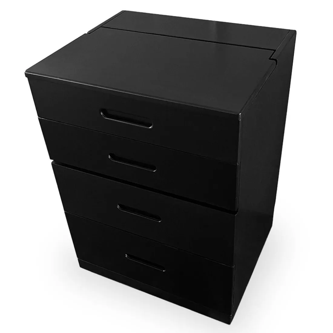 Coiffeuse compacte avec miroir LED, tiroir et pouf intégré Germina XL Noir