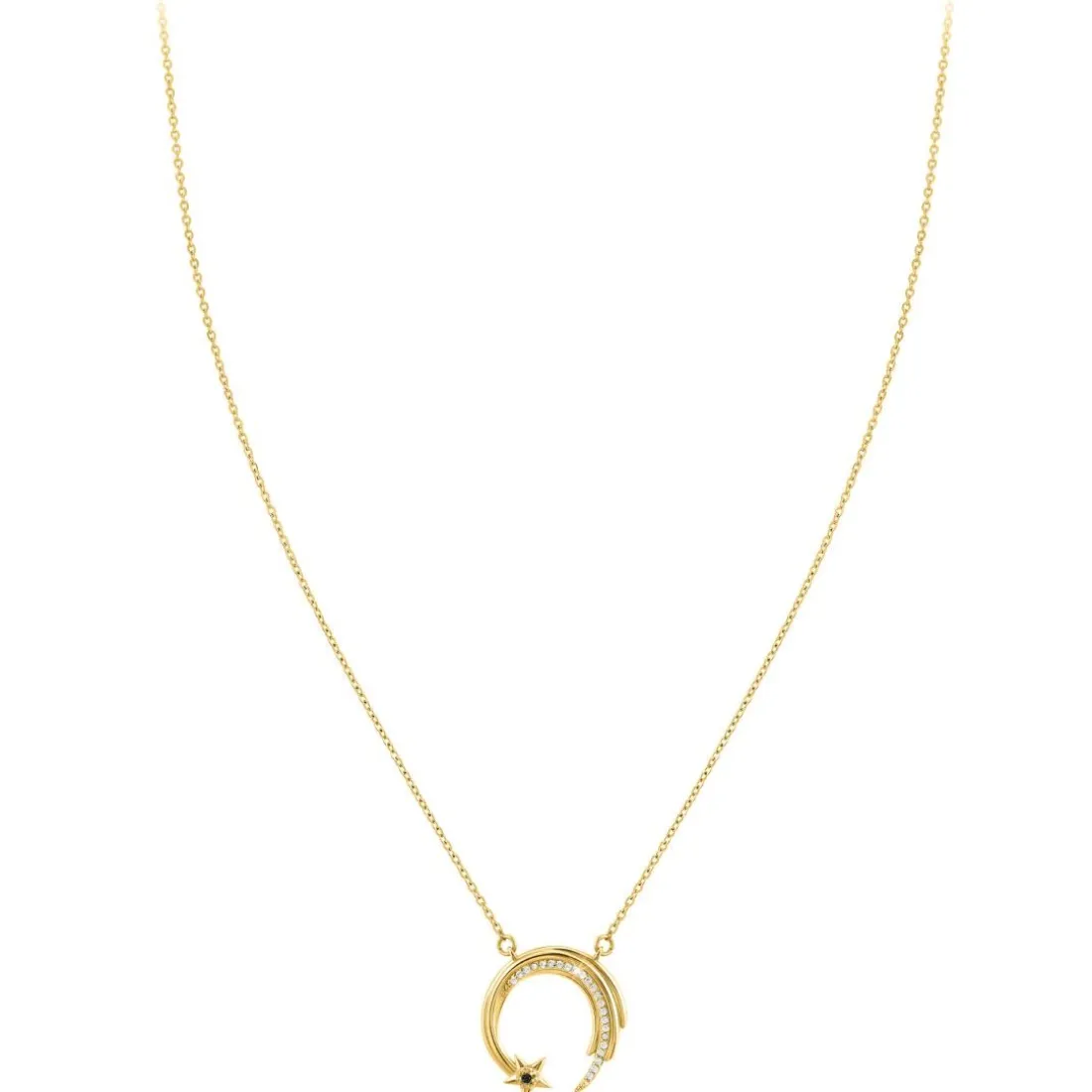 Collier Femme So Charm - BD3301-DORE-DIAMANT-NOIR - Collier Mode Doré