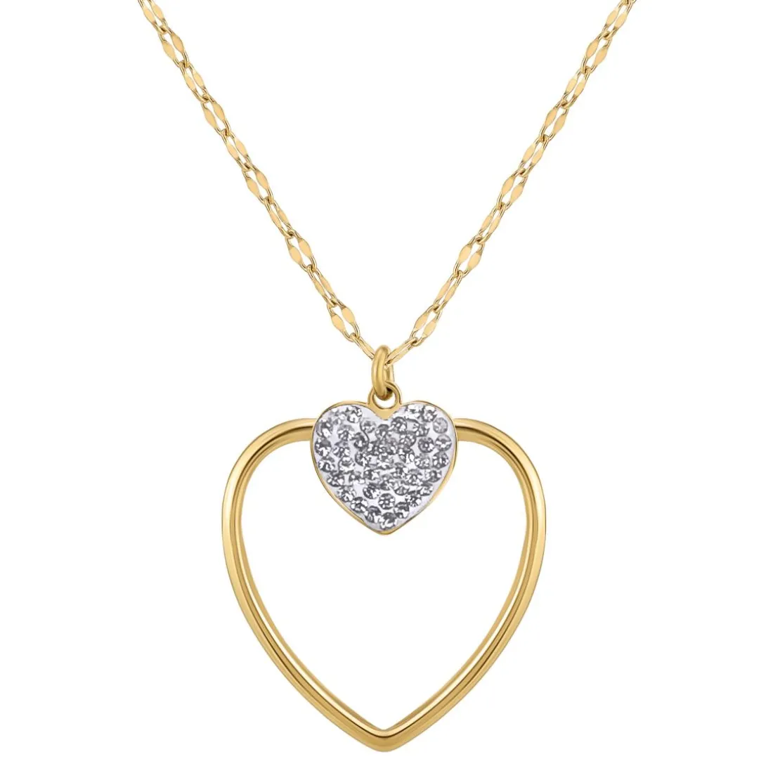 Collier Femme So Charm - B3408-DORE-BLANC - Collier Coeur Doré
