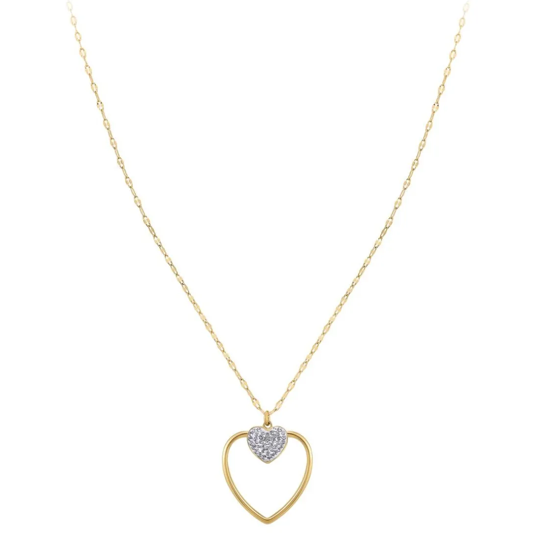 Collier Femme So Charm - B3408-DORE-BLANC - Collier Coeur Doré