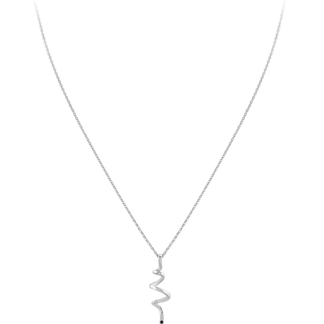 Collier Femme So Charm - BD1549-COLLIER-ARGENT-DIAMANT-NOIR - Collier Mode Argenté