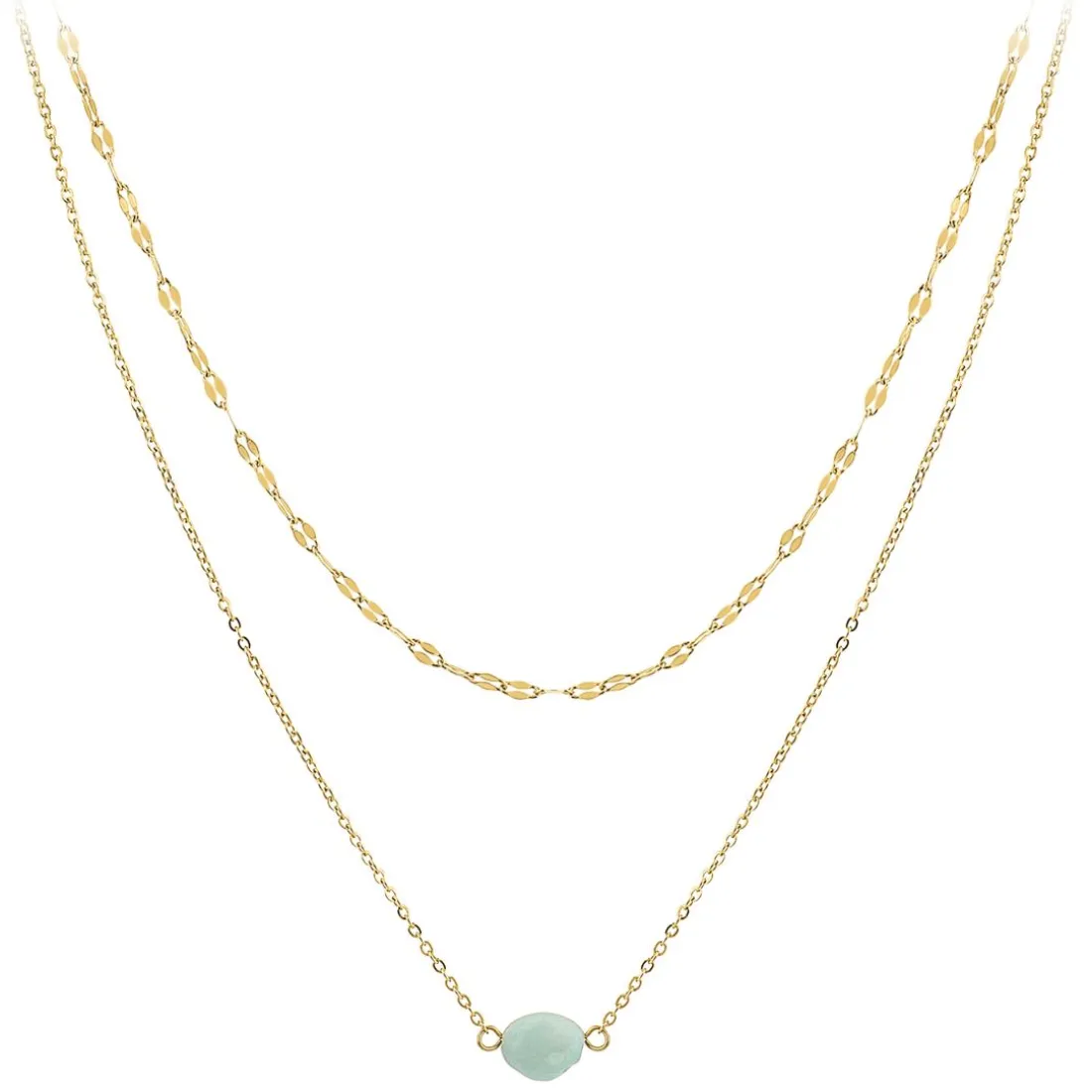 Collier Femme So Charm - B4277-DORE-AMAZONITE - Collier Mode Doré