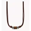 Collier Fossil JF00899797 - Collier Cuir Marron Mode Homme