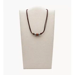Collier Fossil JF00899797 - Collier Cuir Marron Mode Homme