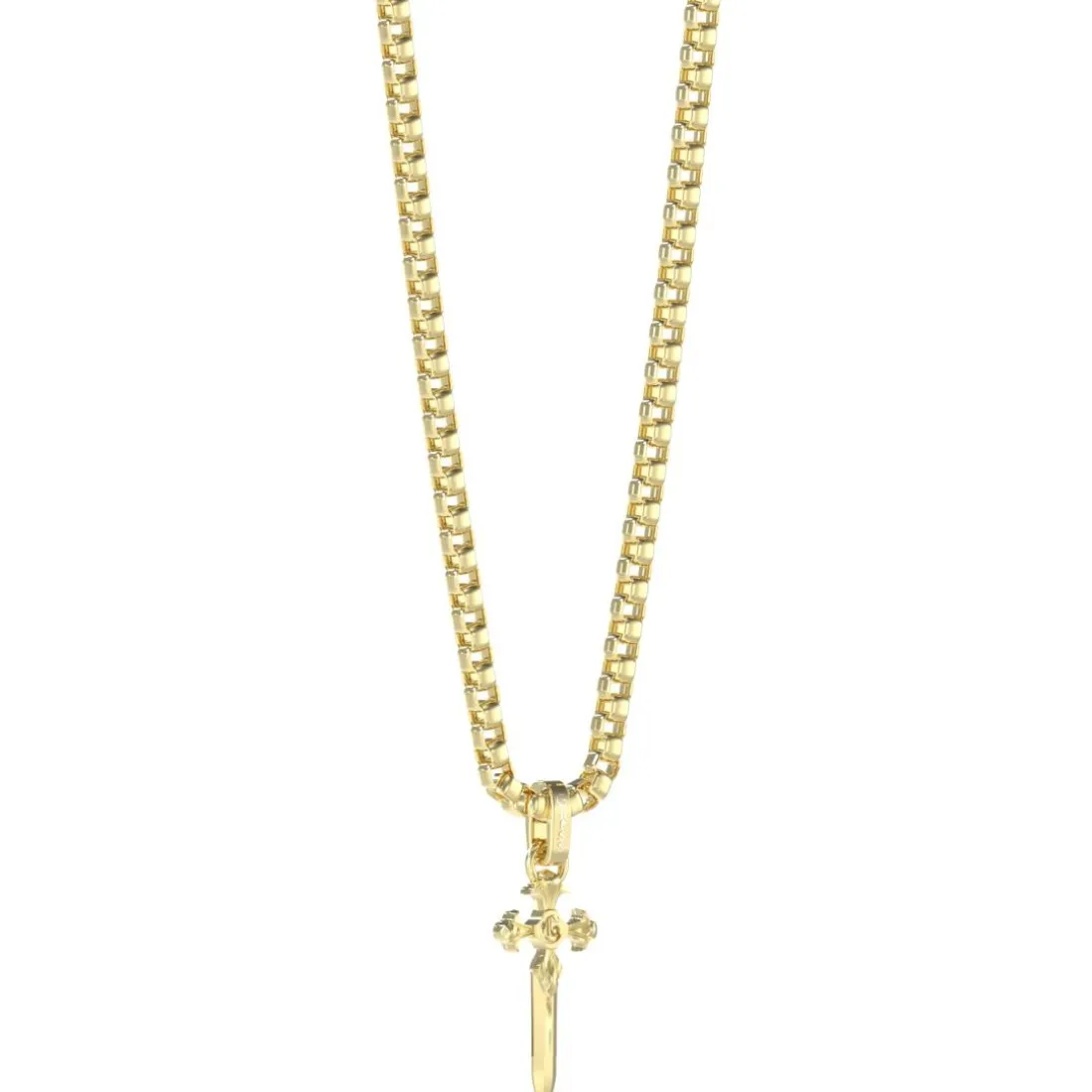 Collier South Alameda Acier Doré Et Pampille Dague 66 cm