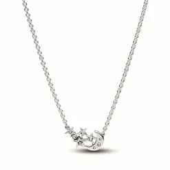 Collier Étoile et Lune Scintillantes en Argent 925/1000 - Pandora Moments