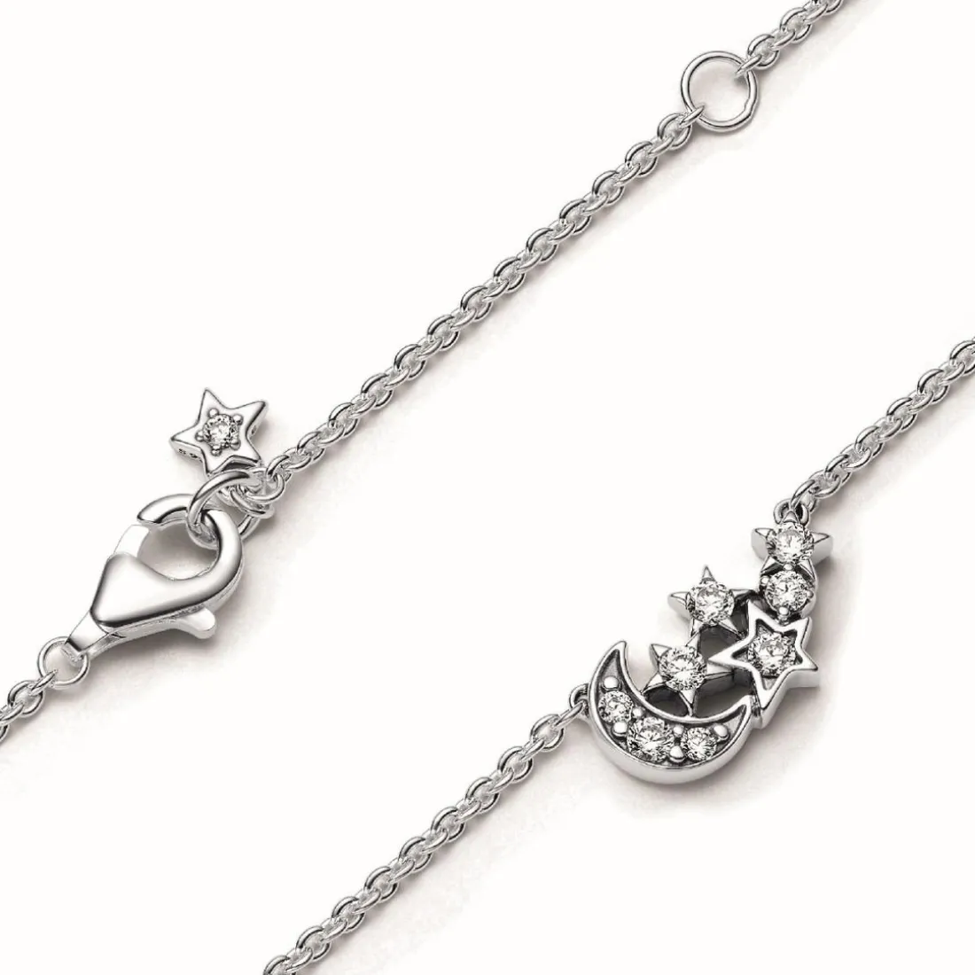 Collier Étoile et Lune Scintillantes en Argent 925/1000 - Pandora Moments
