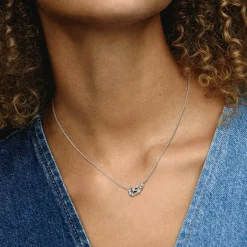 Collier Étoile et Lune Scintillantes en Argent 925/1000 - Pandora Moments