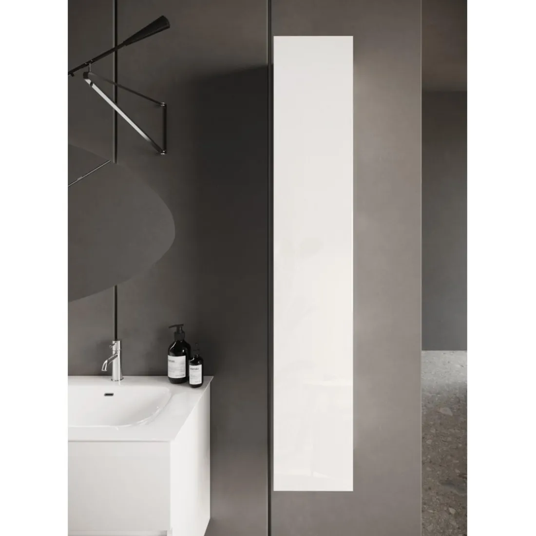 Colonne 1 Porte à poser Sienna laqué brillant blanc Système Push Pull 138 cm