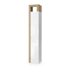Colonne de rangement salle de bain Ancona 1 Porte 5 étagères coloris Chêne L35xH188 cm
