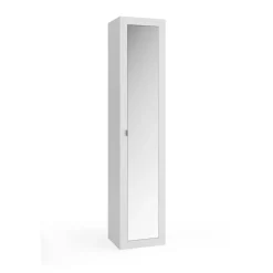 Colonne de rangement salle de bain 1 Porte 5 étagères L40xH195 cm blanc