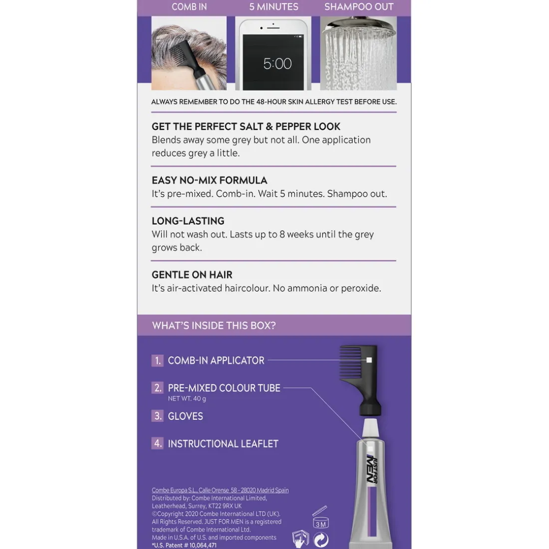 COLORATION CHEVEUX HOMME - Gris Châtain-Just For Men