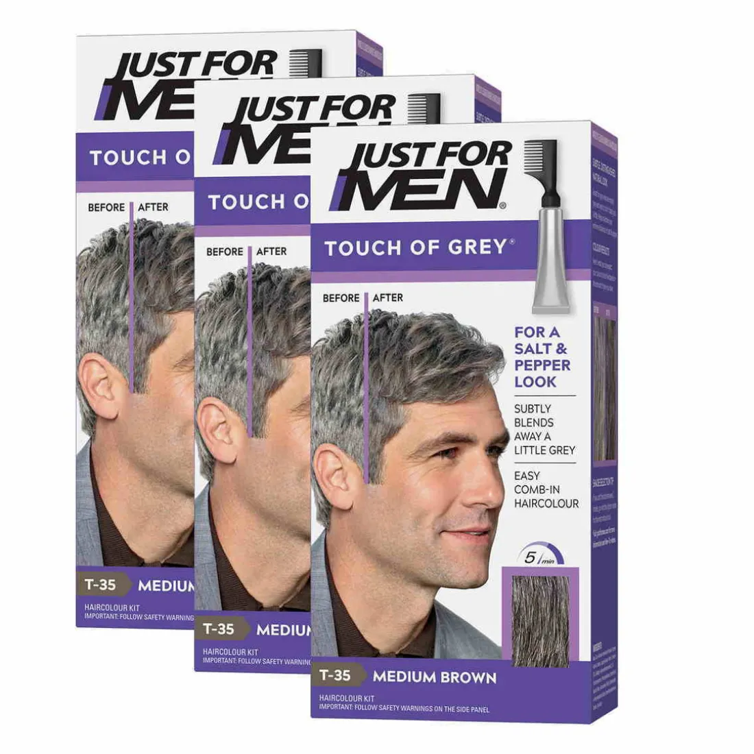 COLORATIONS CHEVEUX Gris Châtain - PACK 3-Just For Men