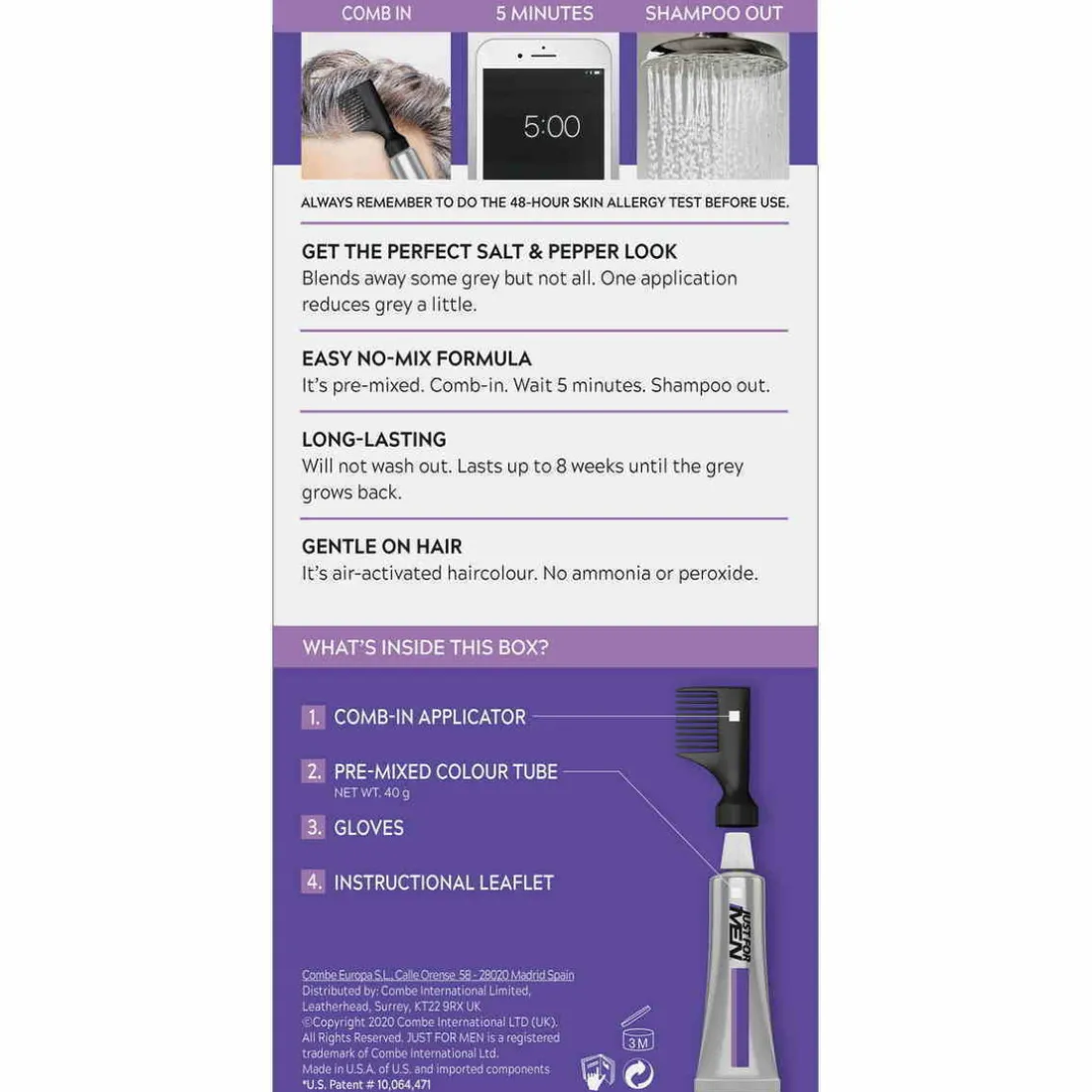 COLORATIONS CHEVEUX Gris Châtain - PACK 3-Just For Men