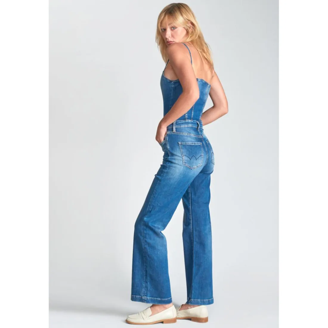 Combinaison droit en jeans VIENNE bleu