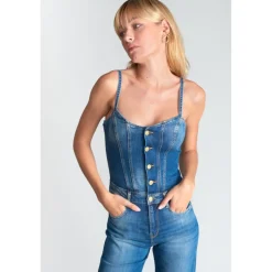 Combinaison droit en jeans VIENNE bleu