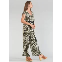 Combinaison droit HELOISE vert en viscose