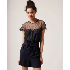 Combinaison détail dentelle et lurex bleu