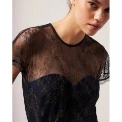Combinaison détail dentelle et lurex bleu