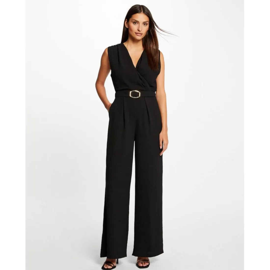 Combinaison jambe large détail boucle noir
