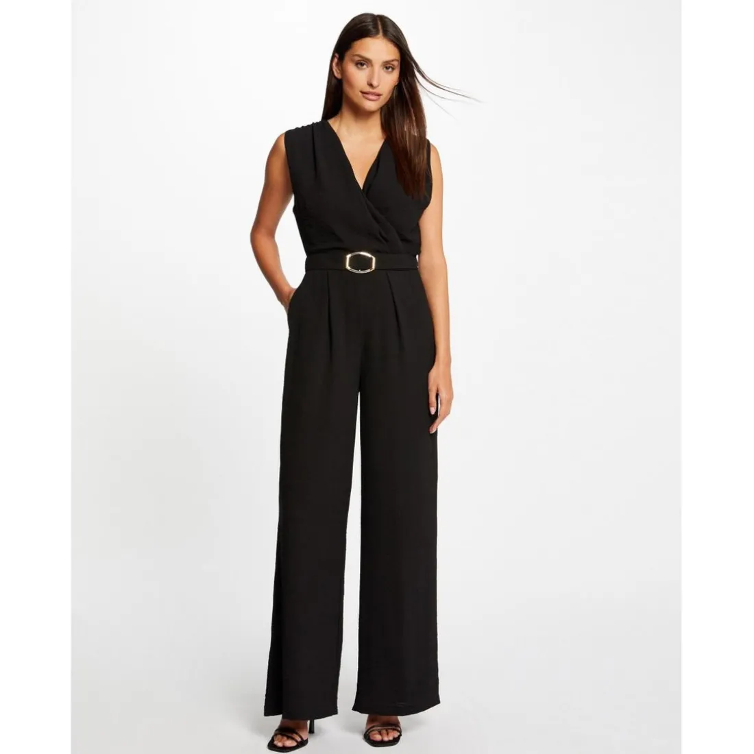 Combinaison jambe large détail boucle noir