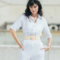 Combinaison pantalon en Lin Alicia Réédition blanc