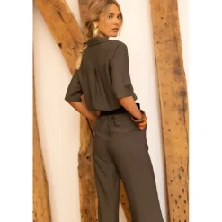 Combinaison pantalon Ilona kaki en viscose