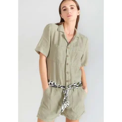 Combinaison short BARASSE blanc en lin