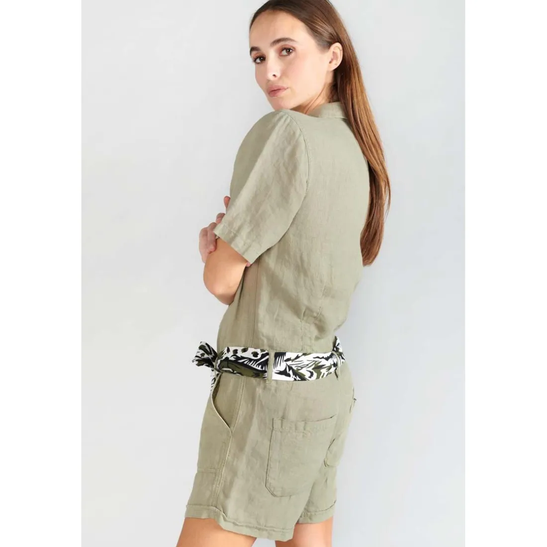 Combinaison short BARASSE blanc en lin