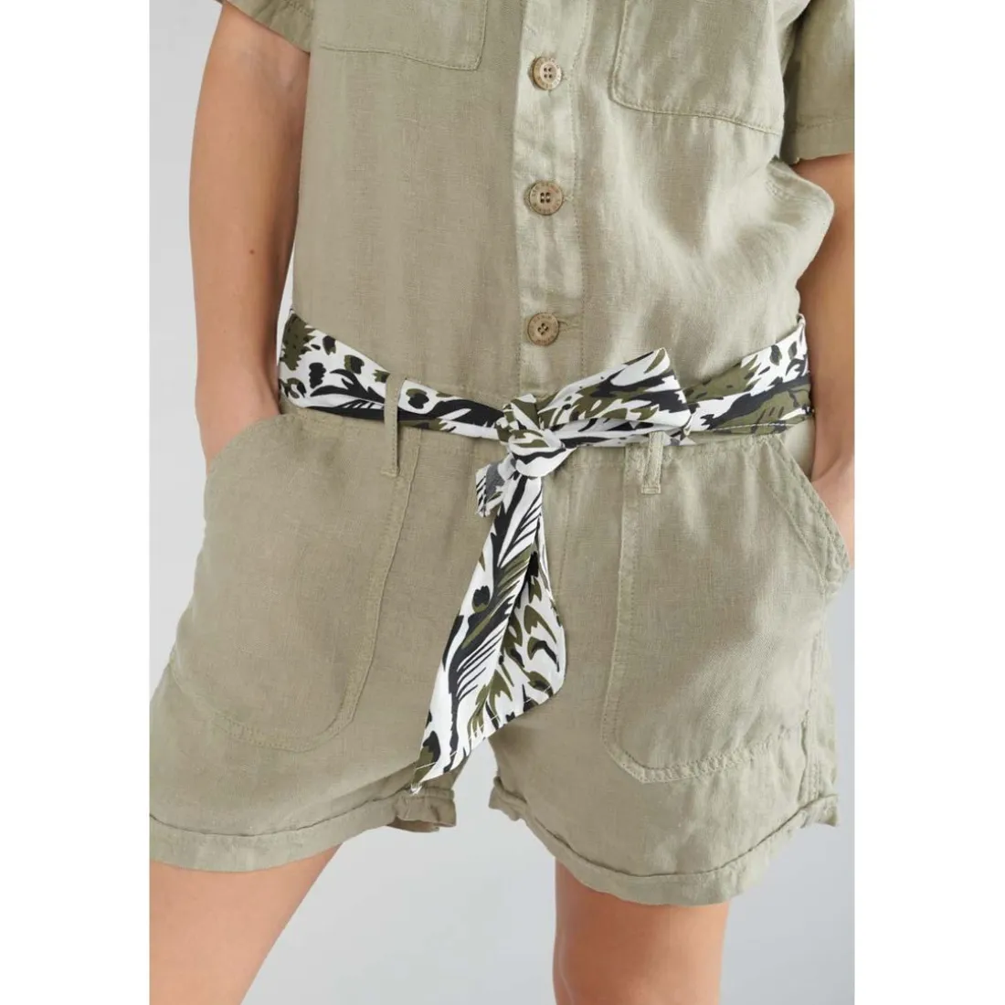 Combinaison short BARASSE blanc en lin