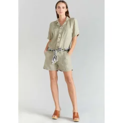 Combinaison short BARASSE blanc en lin