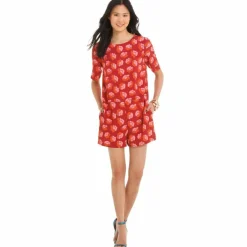 Combishort manches courtes imprimé à fleurs femme See U Soon - Multicolore en viscose