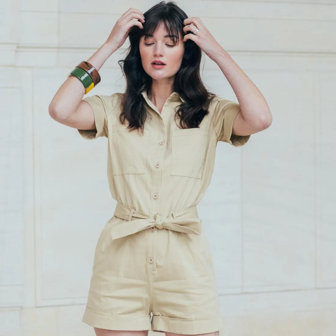 Combishort saharienne Camelia Réédition beige en coton