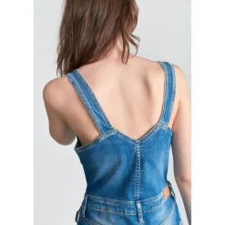 Combishort salopette en jeans SOFIA bleu Fleur
