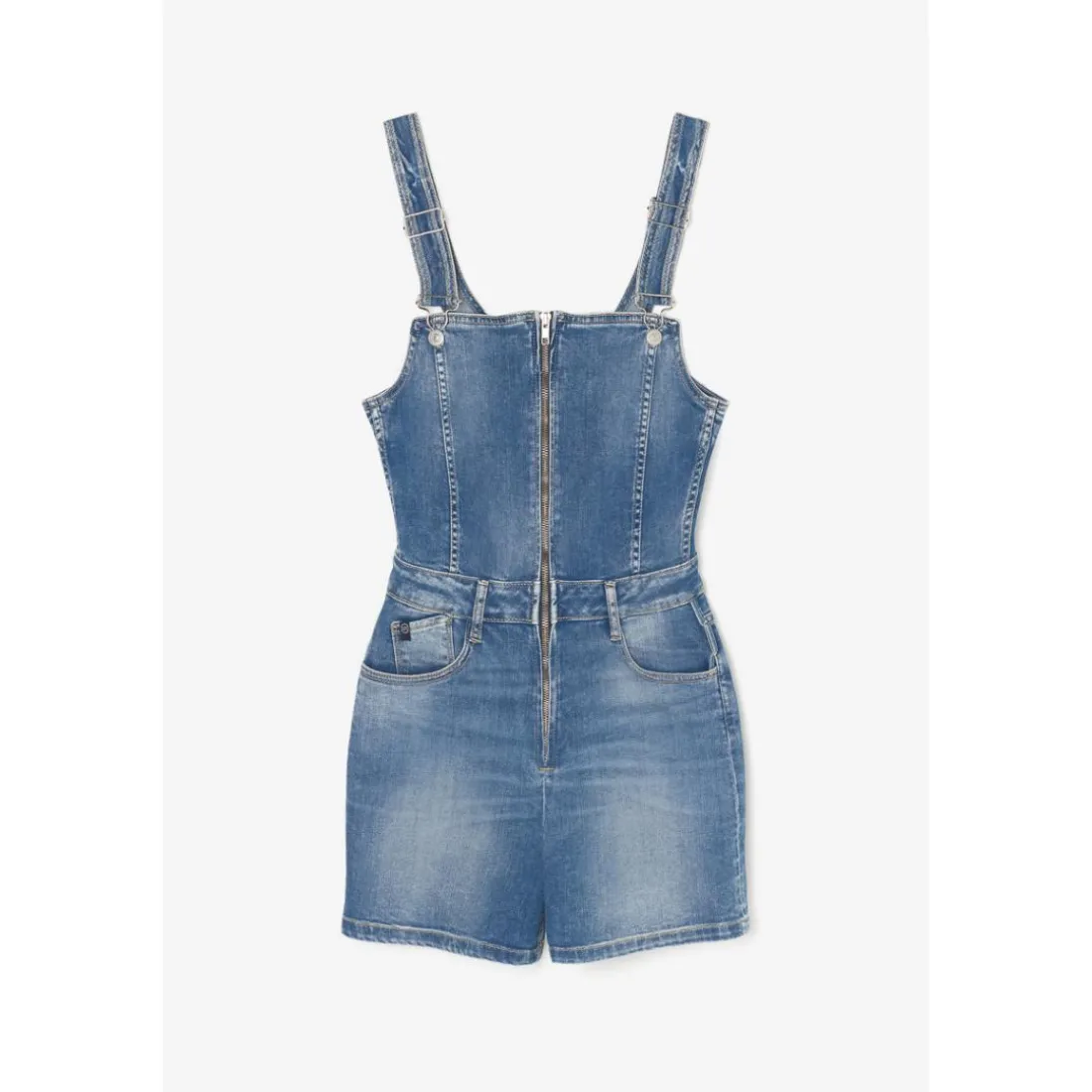Combishort salopette en jeans SOFIA bleu Fleur