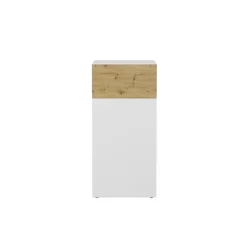 Commode 1 porte 1 tiroir BELM 6 blanc et naturel
