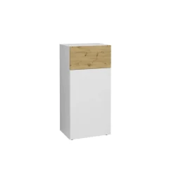 Commode 1 porte 1 tiroir BELM 6 blanc et naturel