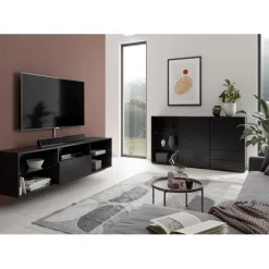 Commode 1 porte 2 tiroirs DARK 5 anthracite