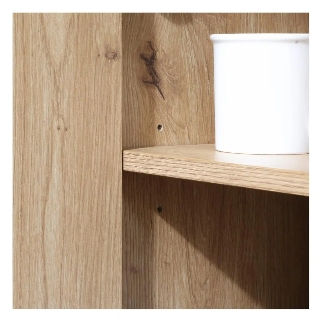 Commode 1 Porte 3 Tiroirs Décor Chêne en bois Beige