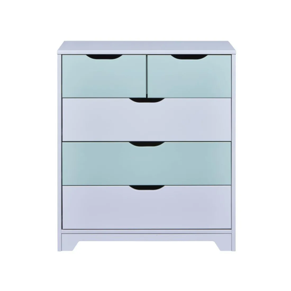 Commode 5 tiroirs Bois Massif Gris et Vert Sauge